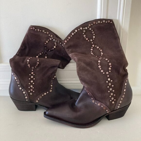 Free People Shoes - NWOB Free People Jaxon Studded Brown Suede Western Boots